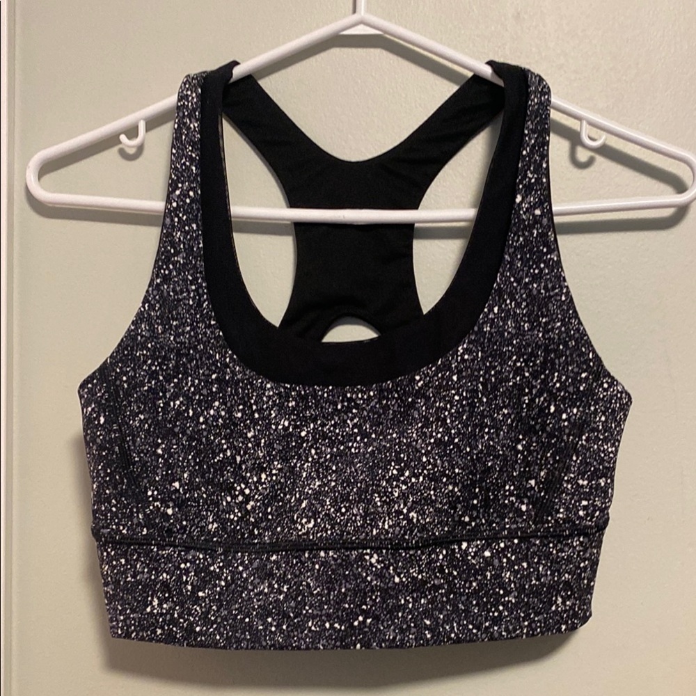 lululemon | Women's Black, Grey and White Speckled Sports Bra - 8